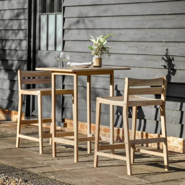 Abingdon Wooden 3 Piece Garden Bar Set In Natural