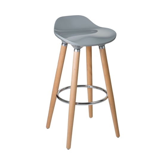 Adoni Bar Stool In Natural Beech Wooden Legs In Grey Frame