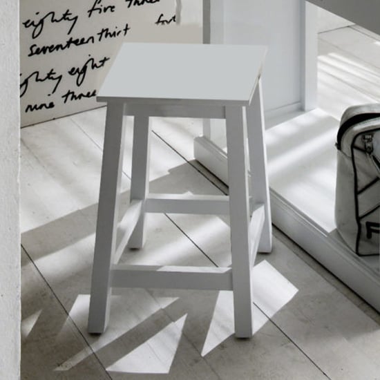 Allthorp Wooden Kitchen Stool In Classic White