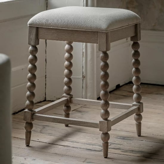 Arta Fabric Square Bar Stool In Natural