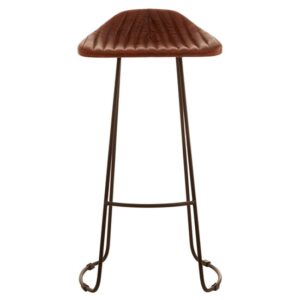 Australis Tan Leather Bar Stool With Iron Sled Base