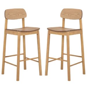 Bastrop Matt Oak Wooden Bar Stools In Pair