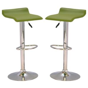 Belita Green PVC Bar Stools With Chrome Base In Pair