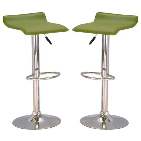 Belita Green PVC Bar Stools With Chrome Base In Pair