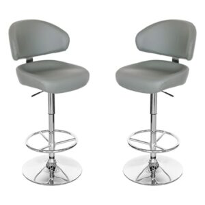 Casino Grey Leather Bar Stool In Pair