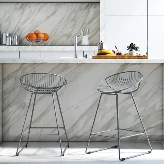 Eastlake Grey Metal Bar Chairs In Pair