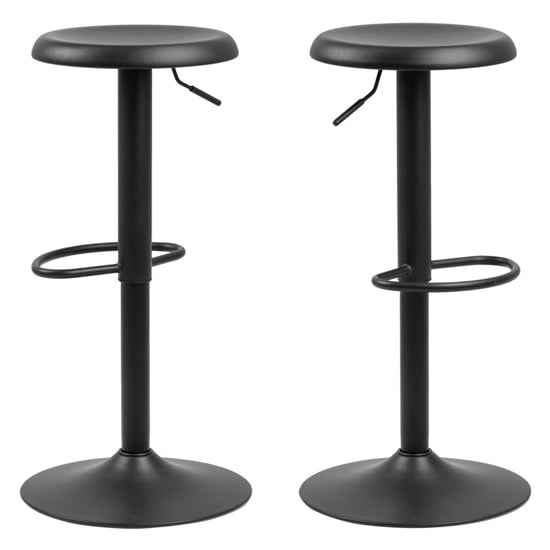 Faille Matt Black Metal Bar Stools In Pair