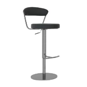 Glossop Leather Bar Stool With Chrome Base In Black