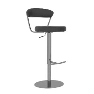 Glossop Leather Bar Stool With Chrome Base In Grey