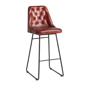 Hayton Genuine Leather Bar Stool In Vintage Red