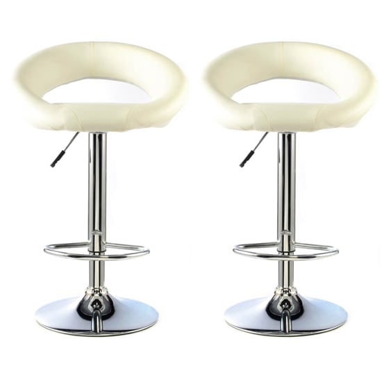 Makamae White PU Leather Bar Stool In A Pair