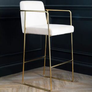 Markeb Mink Velvet Bar Stool With Gold Stainless Steel Frame