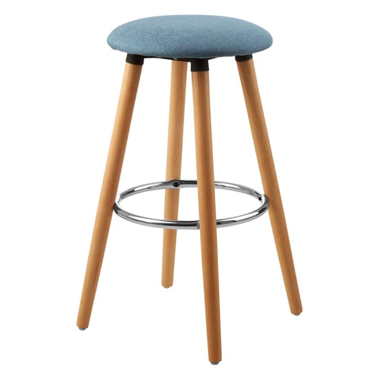 Porrima Fabric Round Seat Bar Stool In Blue