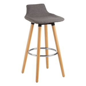 Porrima Fabric Seat Bar Stool In Grey