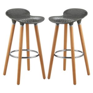 Porrima Matte Grey Plastic Seat Bar Stools In Pair