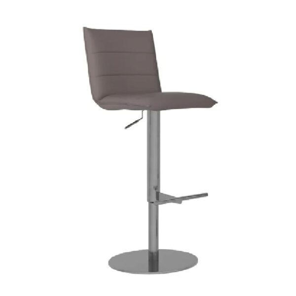 Radlett Leather Bar Stool With Chrome Base In Taupe