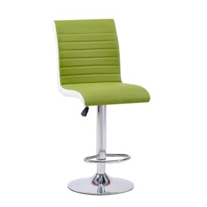 Ritz Faux Leather Bar Stool In Lime Green And White With Chrome Base