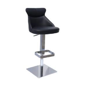 Saida Leather Bar Stool With Chrome Base In Black