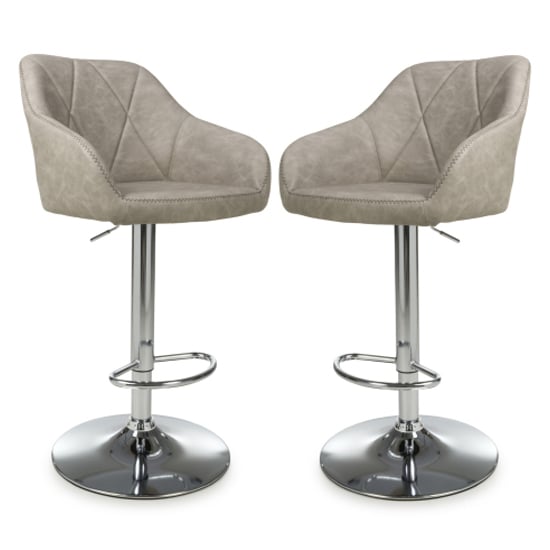 Salta Mink Leather Bar Stools With Chrome Base In Pair