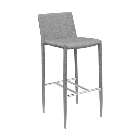 Selina Grey Fabric Bar Stool With Chrome Footrest