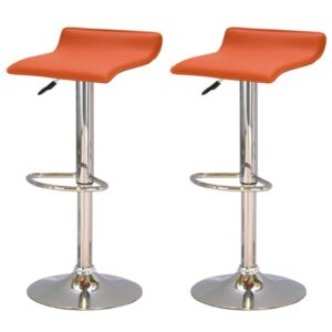 Stratos Orange PVC Bar Stools With Chrome Base In Pair