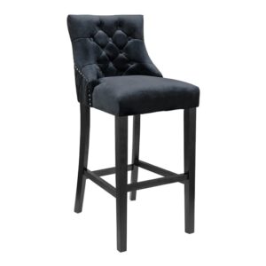 Victoria Black Velvet Bar Stool Black Wooden Frame